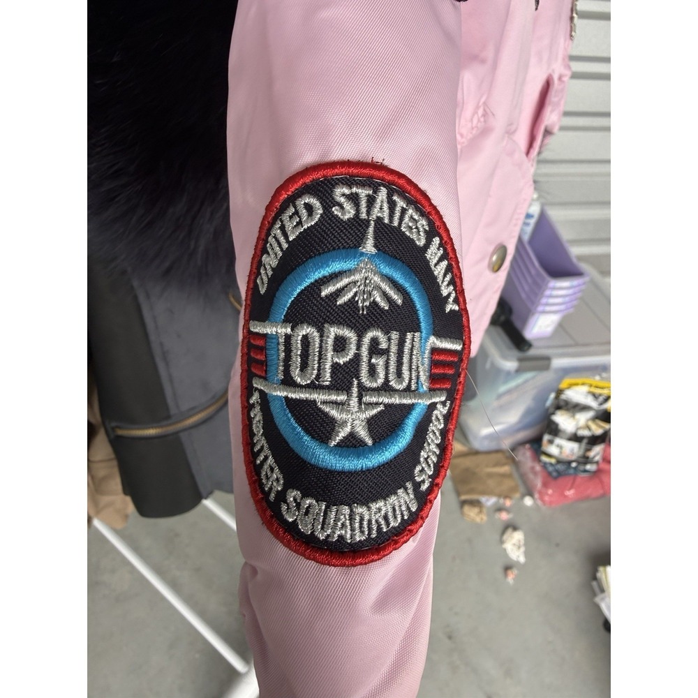 Up And Away USAF MA-1 Flight Jacket Girls 3T Pink Bomber Top Gun Pilot Patches - Picture 2 of 10